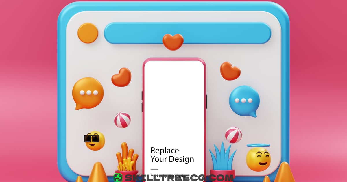 Mockup Smartphone Device 3D Fun Background（436824）-技能树